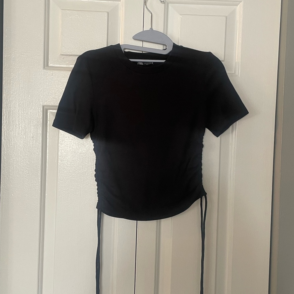 Zara Black Ruched Crop Top